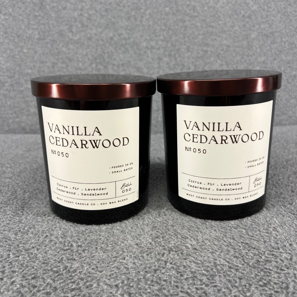 2x Leoben Co Candle Vanilla Cedarwood 9 oz Amber Glass Soy Wax No 050
